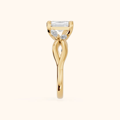 Luna Glow Twisted Radiant Diamond Engagement Ring in Yellow Gold - SideView