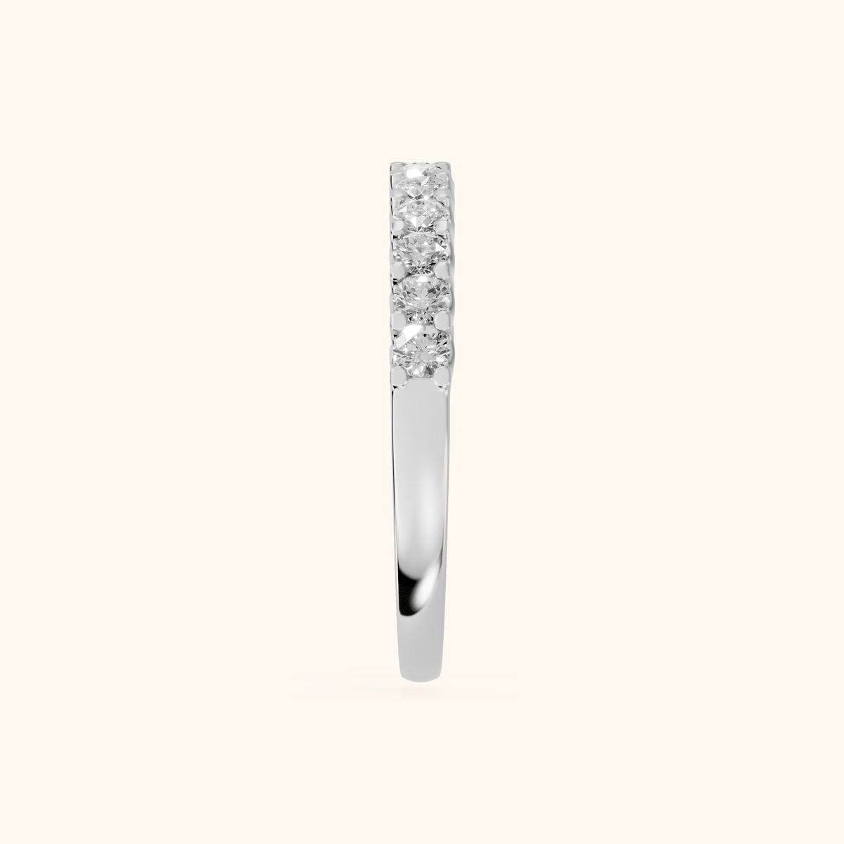 Chantal Shared Prong Round Diamond Half Eternity Band in Silver - SideView
