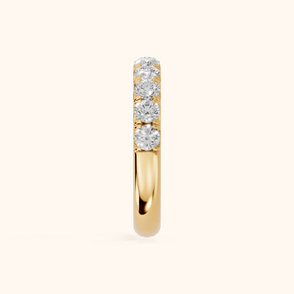 Joelle Shared Prong Round Diamond Half Eternity Band in Yellow Gold - SideView