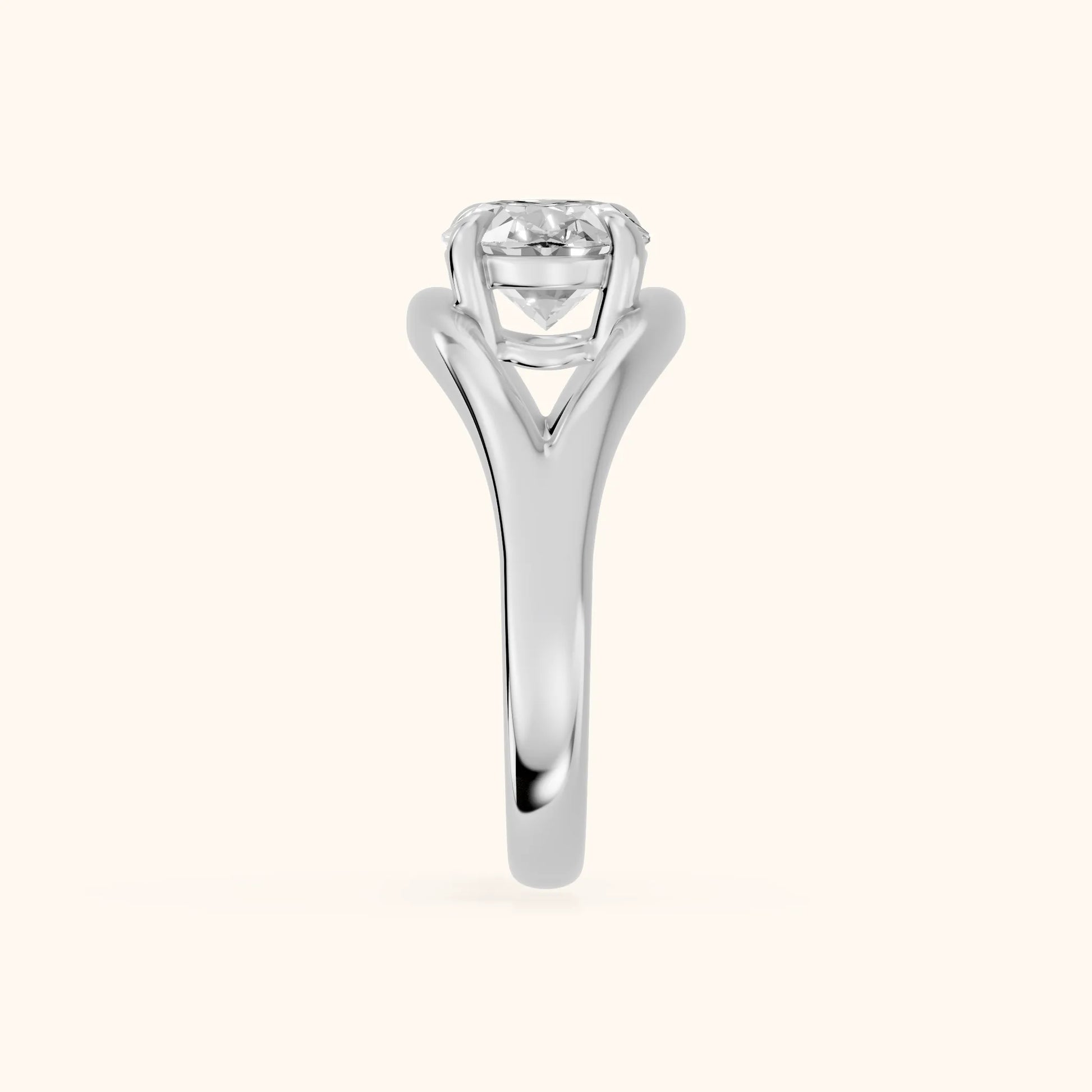 Seraphina Criss Cross Oval Diamond Engagement Ring in Silver - SideView