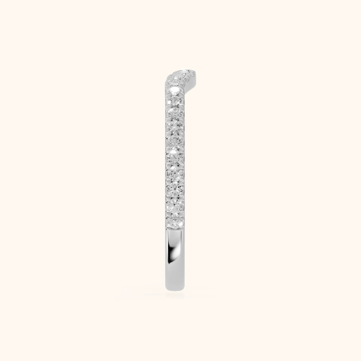 Helene Curved Round Diamond Half Eternity Band in Silver - SideView
