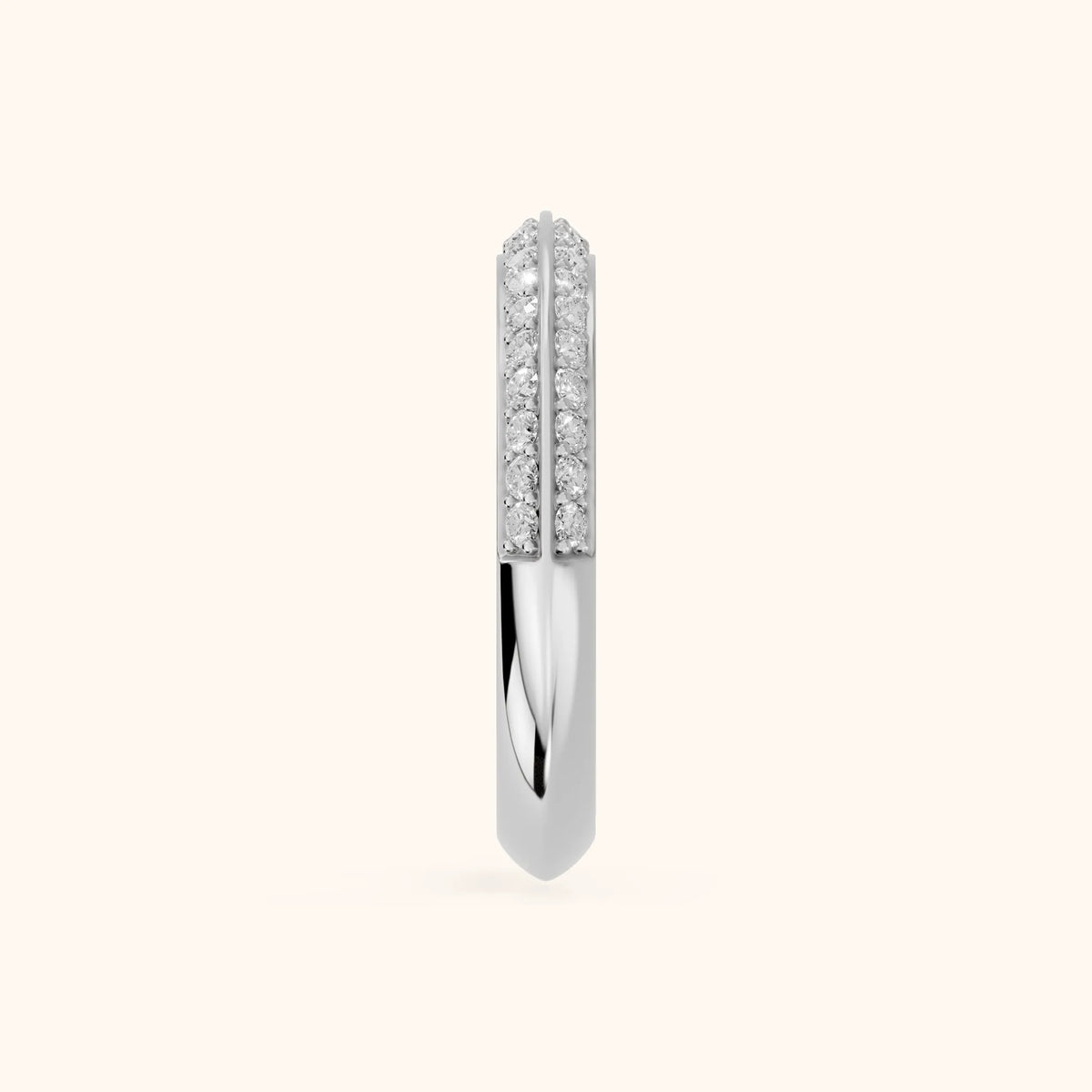 Divya Ridged Dome Round Diamond Half Eternity Band in Silver - SideView