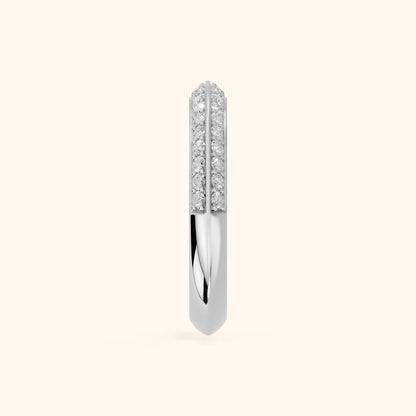 Divya Ridged Dome Round Diamond Half Eternity Band in Silver - SideView