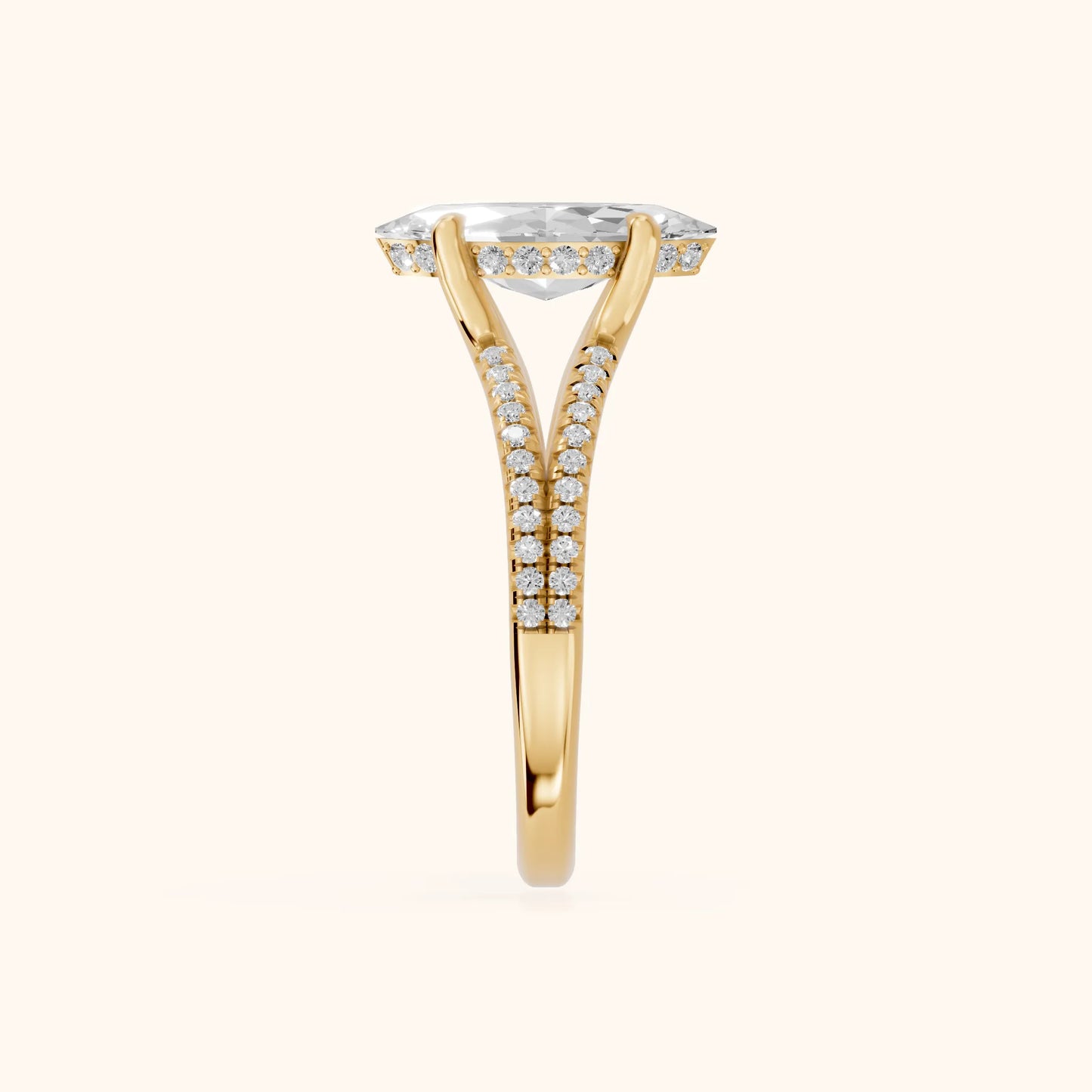 Eternal Embrace Solitaire Marquise Diamond Engagement Ring in Yellow Gold - SideView