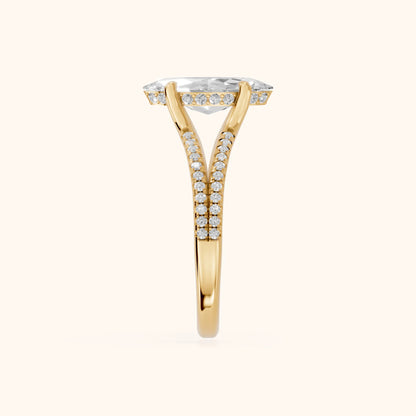 Eternal Embrace Solitaire Marquise Diamond Engagement Ring in Yellow Gold - SideView