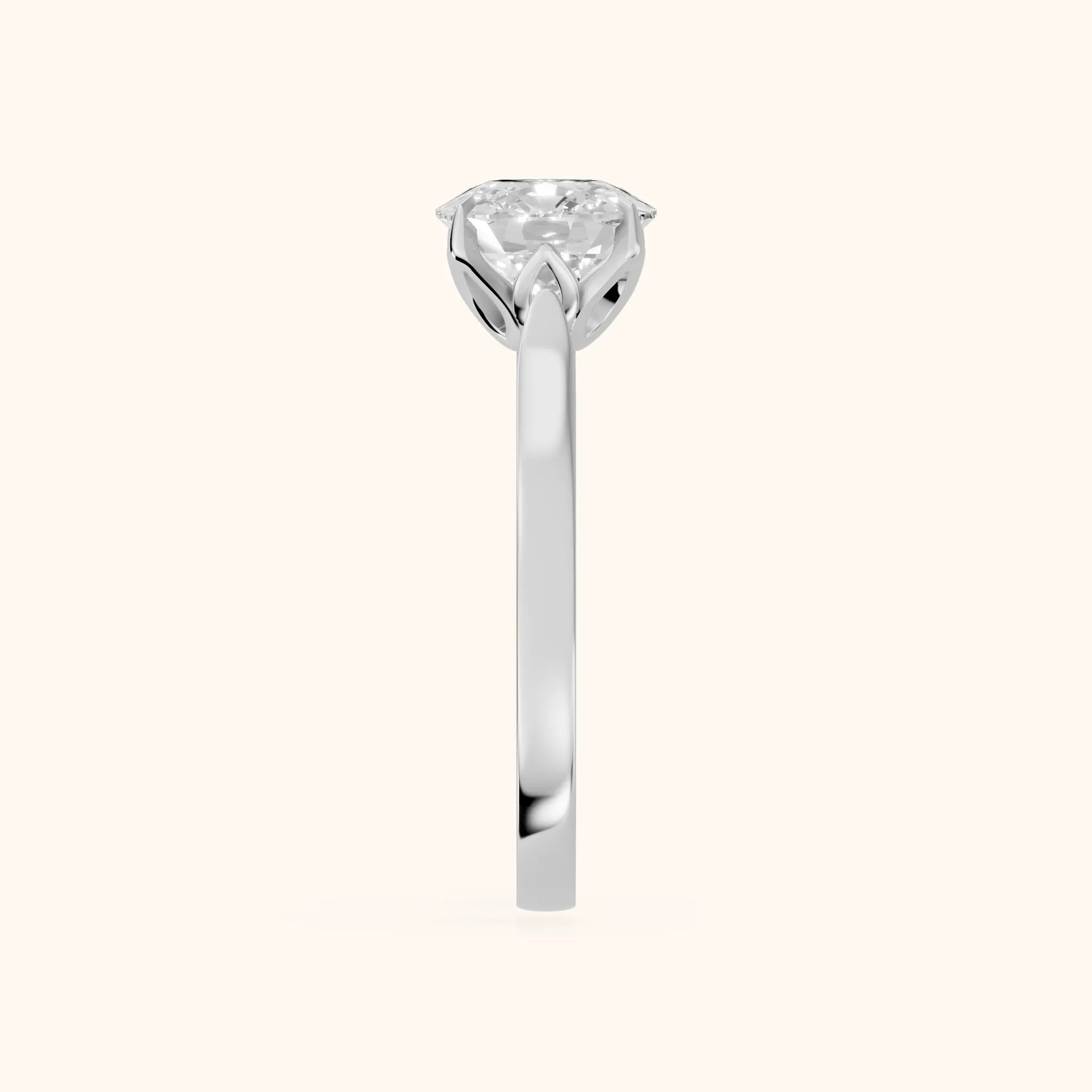 Isabella Bloom Solitaire Cushion Diamond Engagement Ring in Platinum - SideView