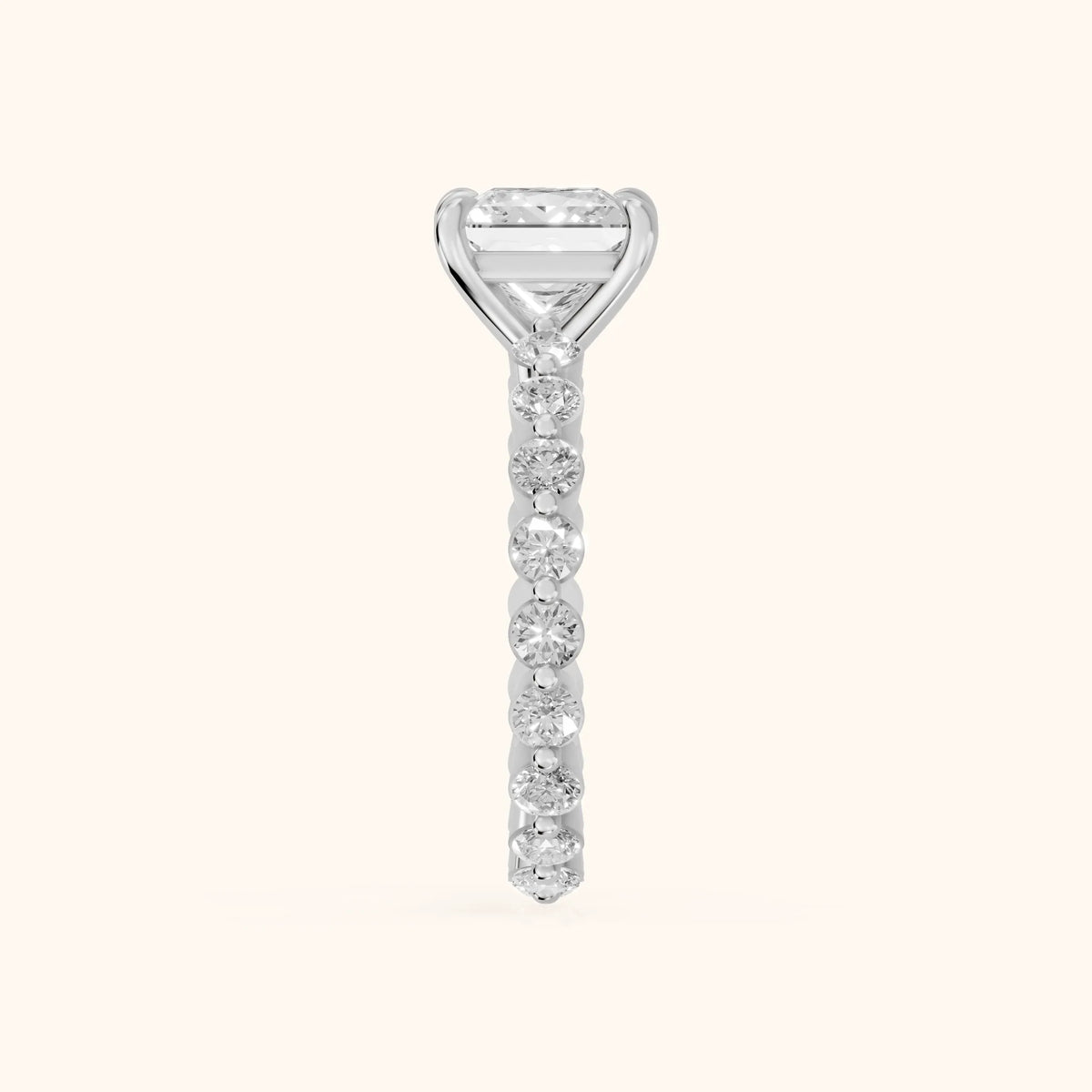 Piper Sidestone Princess Diamond Engagement Ring in Platinum - SideView.webp