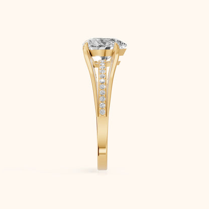 Lucinda Split Shank Heart Diamond Engagement Ring in Yellow Gold - SideView.webp