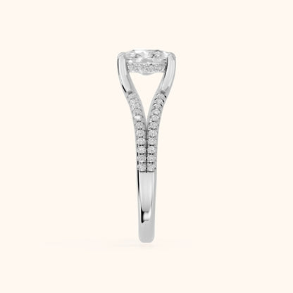 Eternal Embrace Solitaire Cushion Diamond Engagement Ring in Platinum - SideView