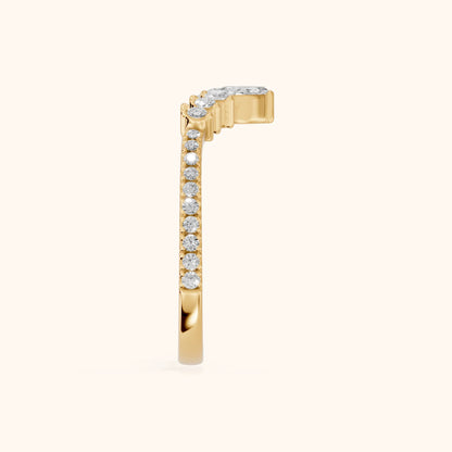 Diya Contour Pear & Round Diamond Stackable Ring in Yellow Gold - SideView