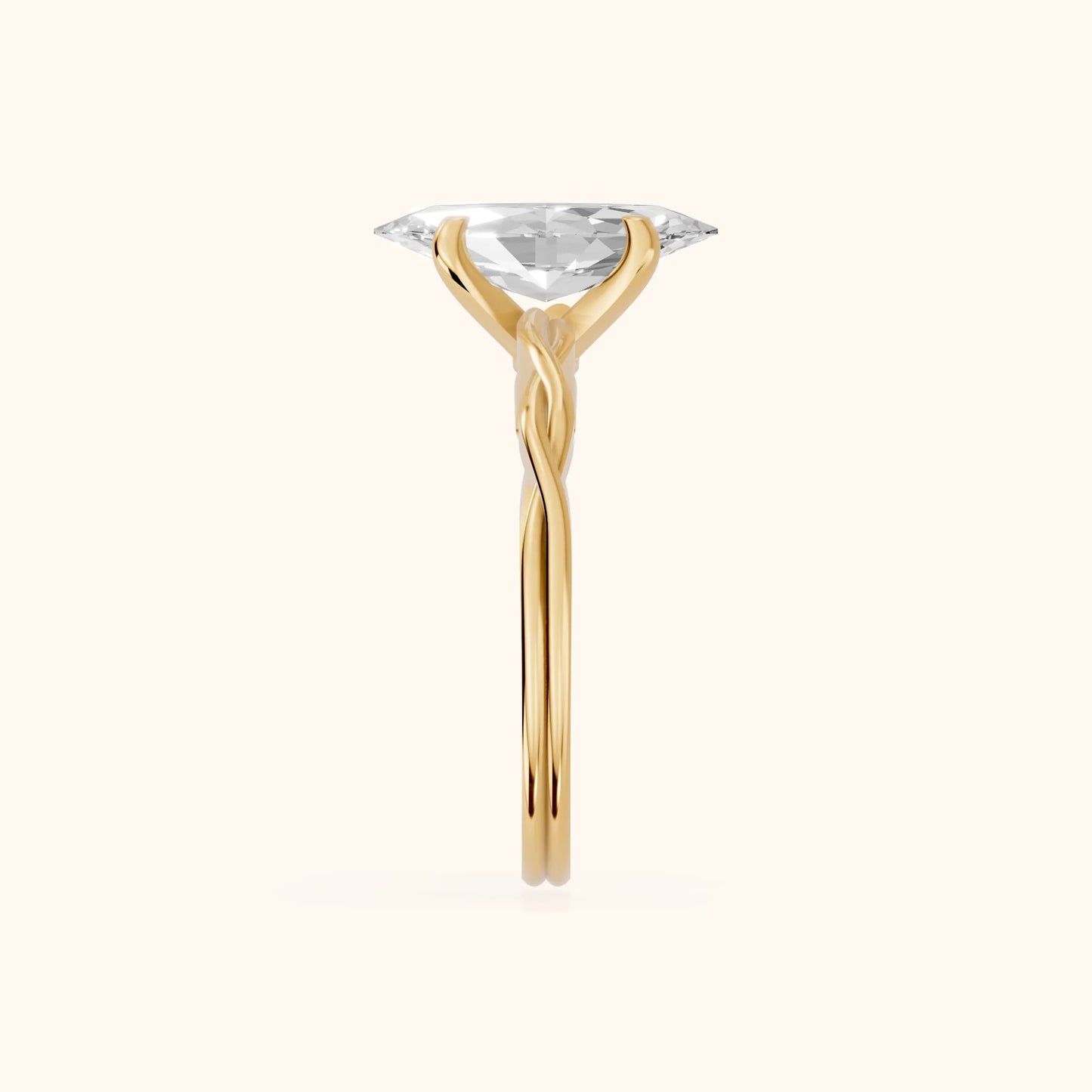 Iris Twist Marquise Diamond Engagement Ring in Yellow Gold - SideView