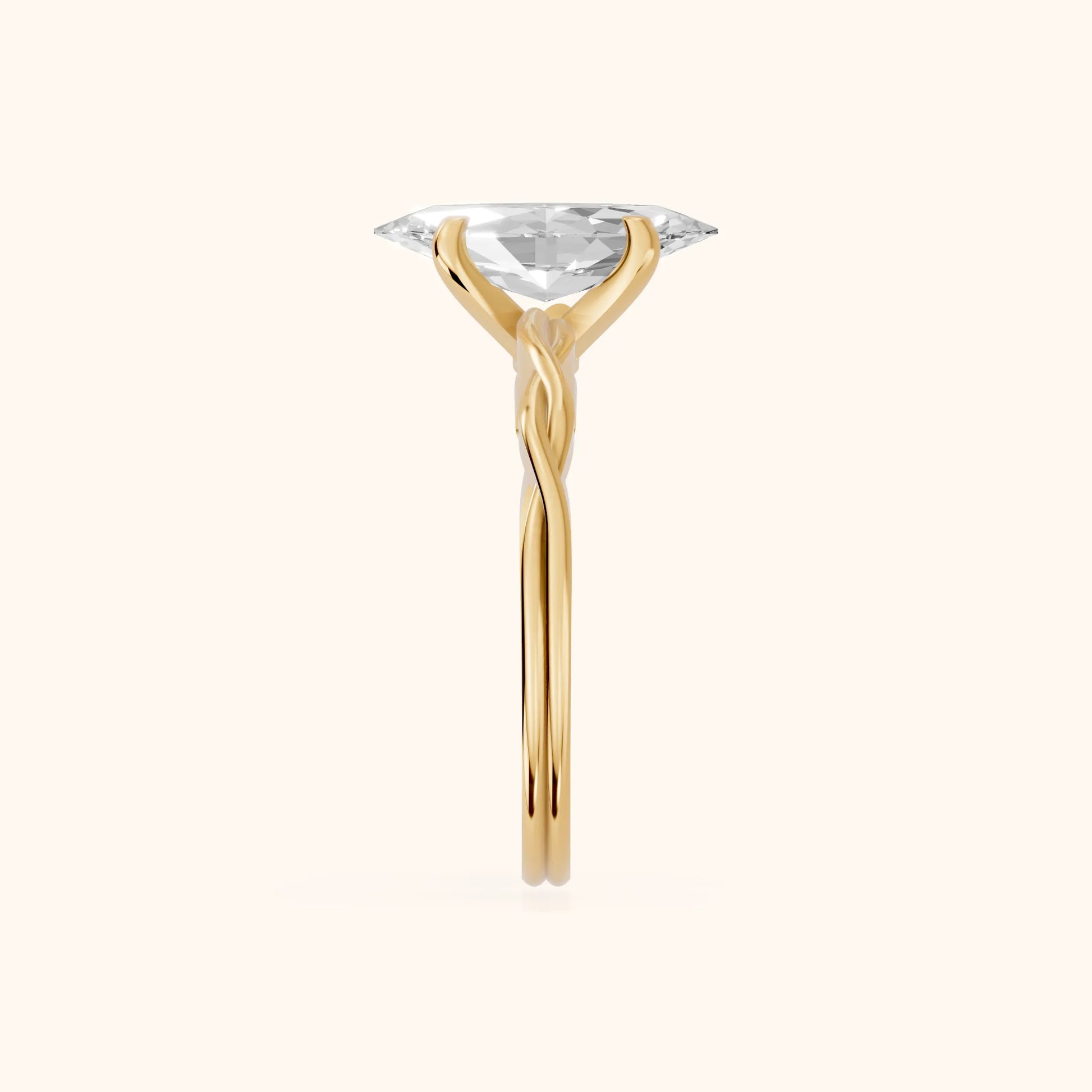 Iris Twist Marquise Diamond Engagement Ring in Yellow Gold - SideView