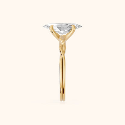 Iris Twist Marquise Diamond Engagement Ring in Yellow Gold - SideView