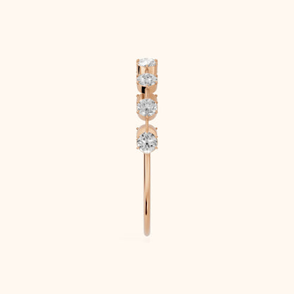 Elise Petite Round Diamond Half Eternity Band in Rose Gold - SideView