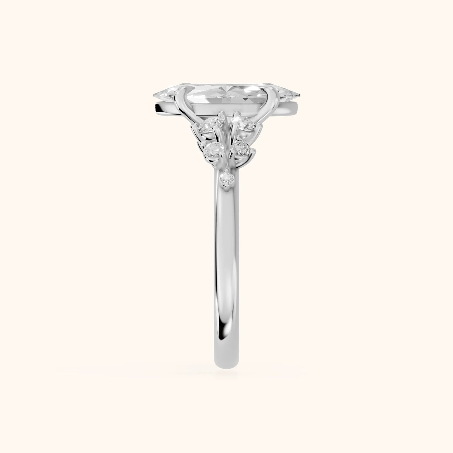 Evelina Bloom Marquise Diamond Engagement Ring in White Gold - SideView