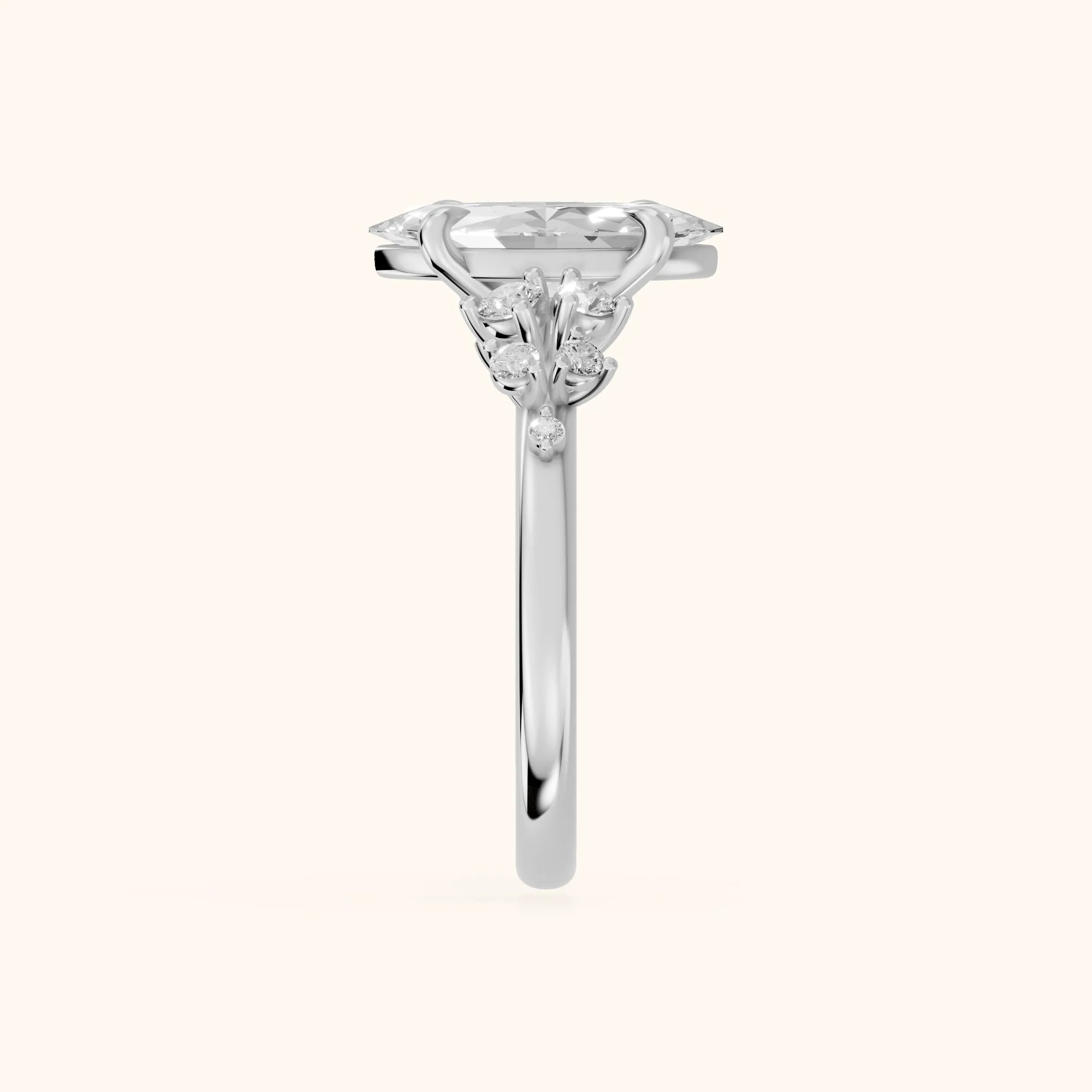Evelina Bloom Marquise Diamond Engagement Ring in White Gold - SideView