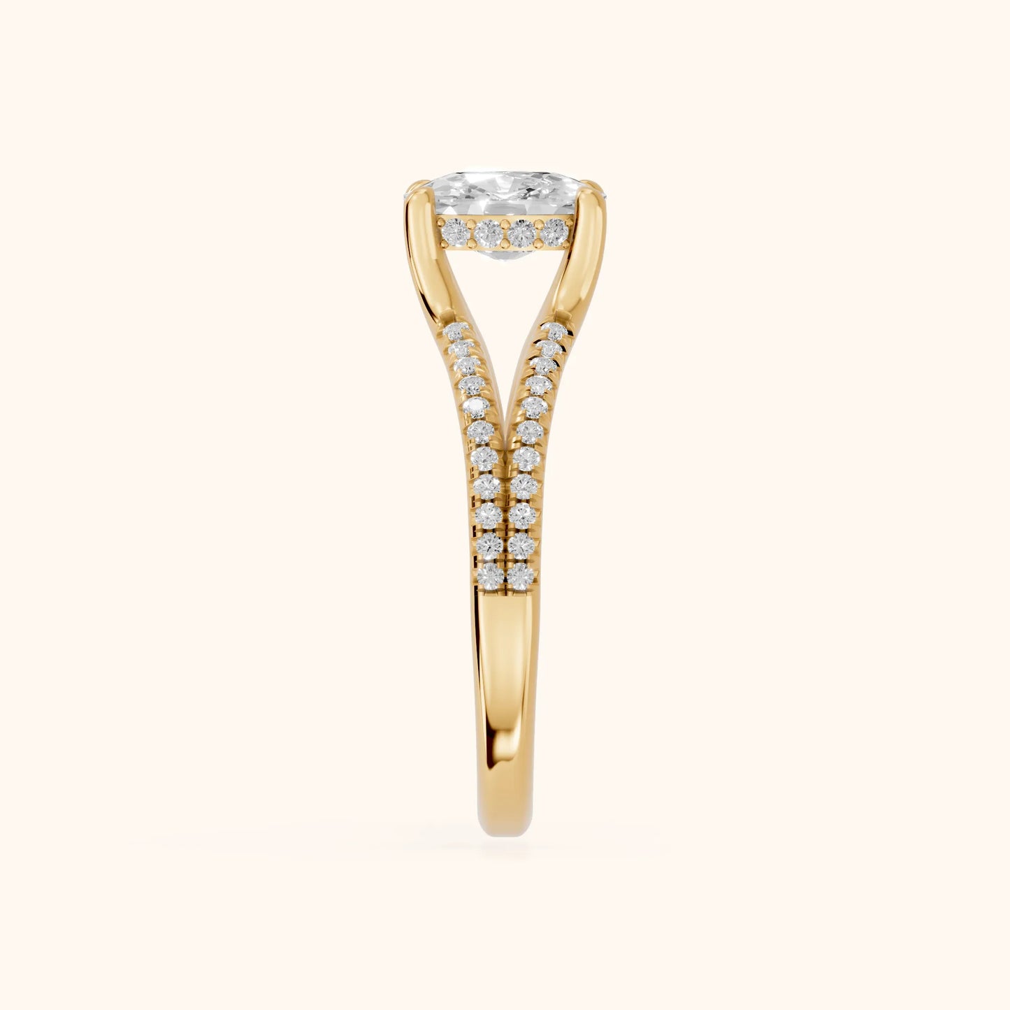 Eternal Embrace Solitaire Cushion Diamond Engagement Ring in Yellow Gold - SideView