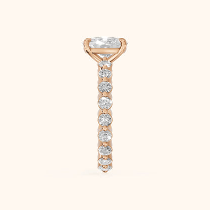 Piper Sidestone Cushion Diamond Engagement Ring in Rose Gold - SideView.webp