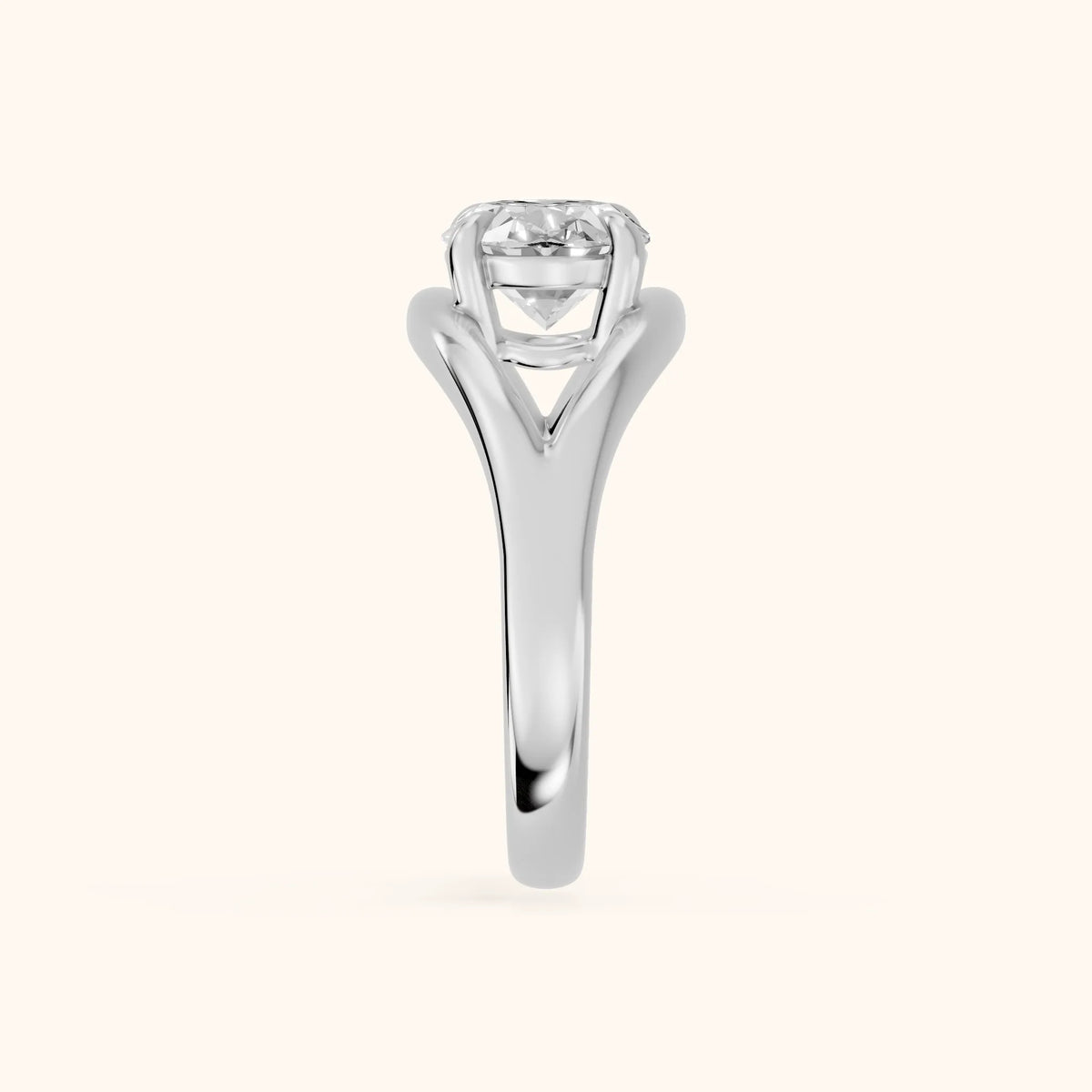 Madeleine Split Shank Oval Diamond Engagement Ring in White Gold - SideView.webp