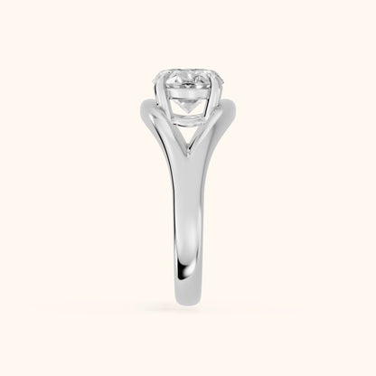 Madeleine Split Shank Oval Diamond Engagement Ring in White Gold - SideView.webp