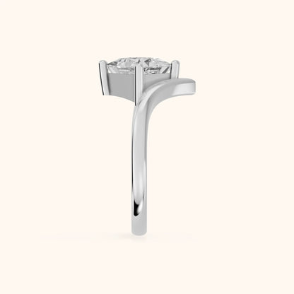 Evelyn Chevron Solitaire Princess Diamond Engagement Ring in White Gold - SideView