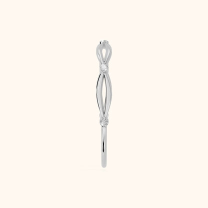Ishani Petite Twist Round Diamond Wedding Band in Silver - SideView
