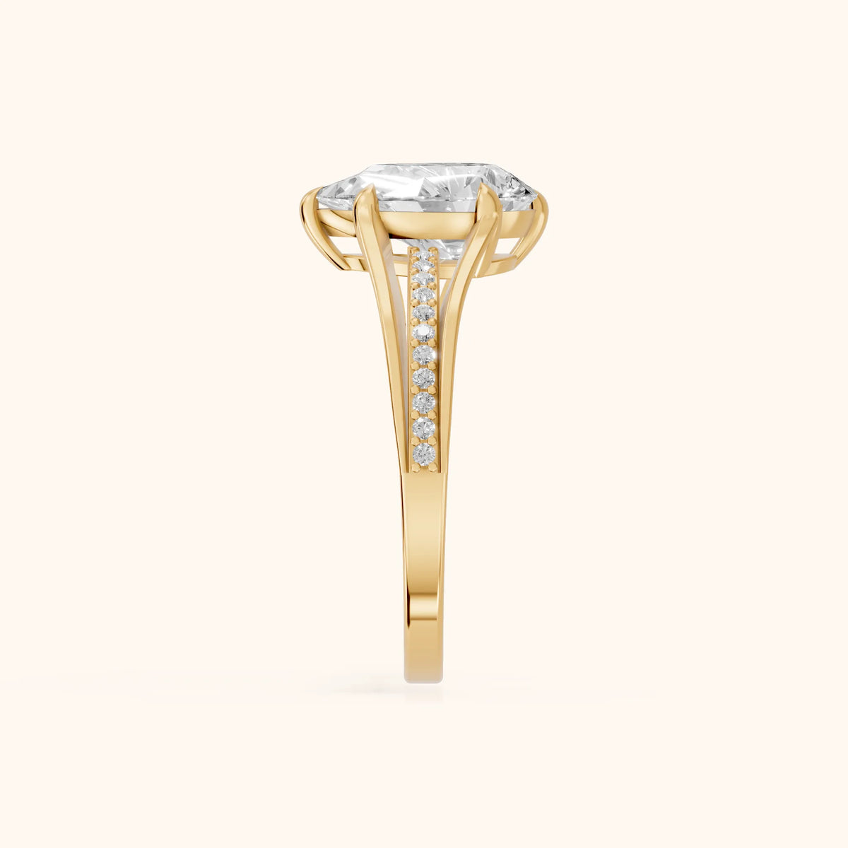 Lucinda Split Shank Pear Diamond Engagement Ring in Yellow Gold - SideView.webp