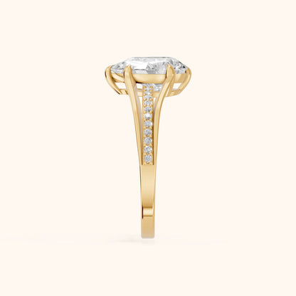 Lucinda Split Shank Pear Diamond Engagement Ring in Yellow Gold - SideView.webp