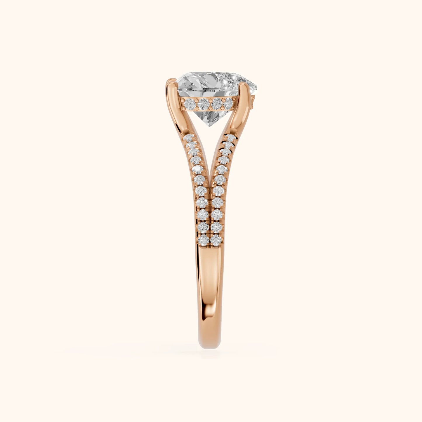 Eternal Embrace Solitaire Heart Diamond Engagement Ring in Rose Gold - SideView