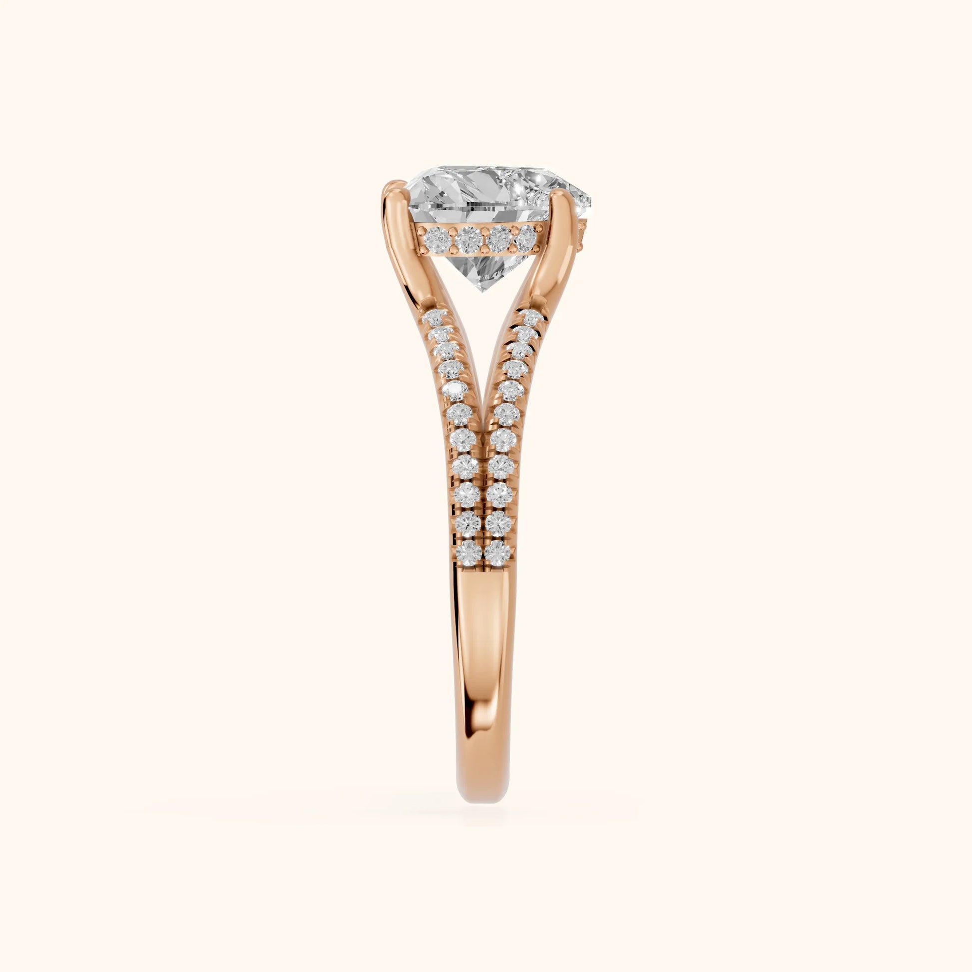 Eternal Embrace Solitaire Heart Diamond Engagement Ring in Rose Gold - SideView
