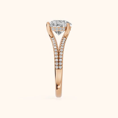 Eternal Embrace Solitaire Heart Diamond Engagement Ring in Rose Gold - SideView