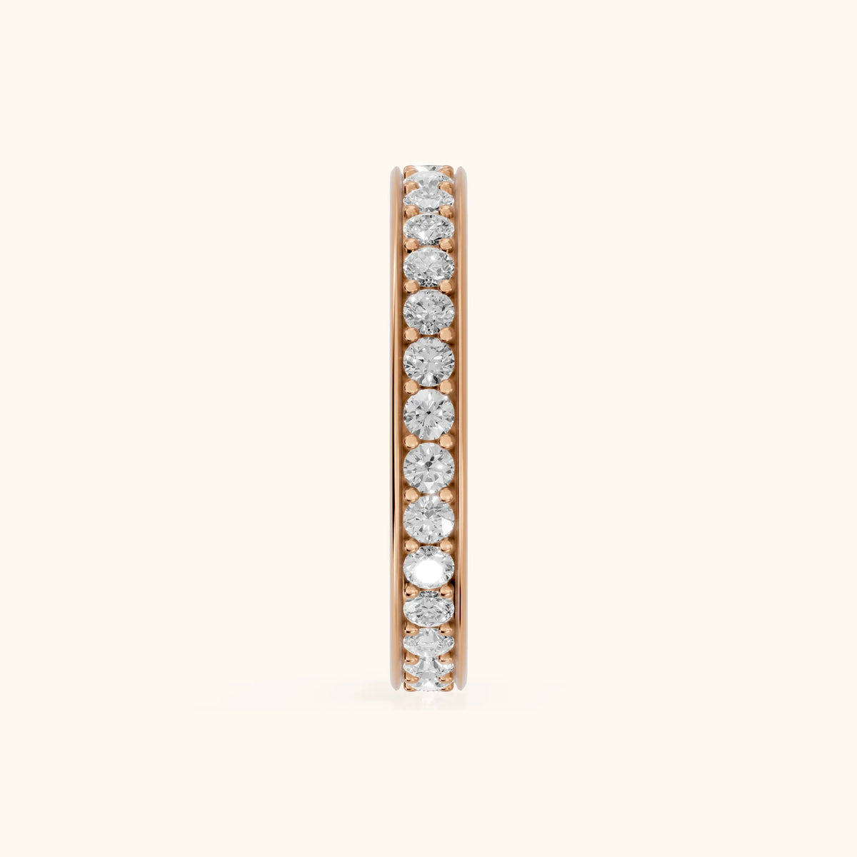 Ninon Classic Pavé Round Diamond Eternity Band in Rose Gold - SideView