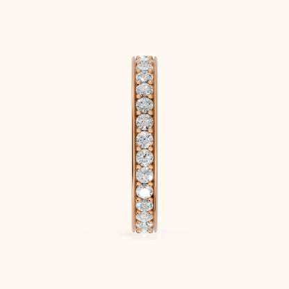 Ninon Classic Pavé Round Diamond Eternity Band in Rose Gold - SideView