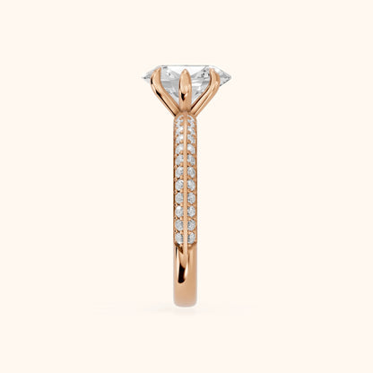 Meredith Knife Edge Pavé Oval Diamond Engagement Ring in Rose Gold - SideView.webp
