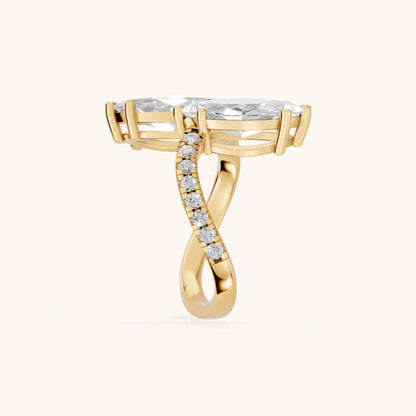 Lottie Two-Stone Bypass Marquise Diamond Engagement Ring in Yellow Gold - SideView.webp