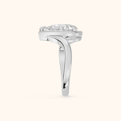 Tabitha Bypass Partial Bezel Pear Diamond Engagement Ring in Silver - SideView.webp