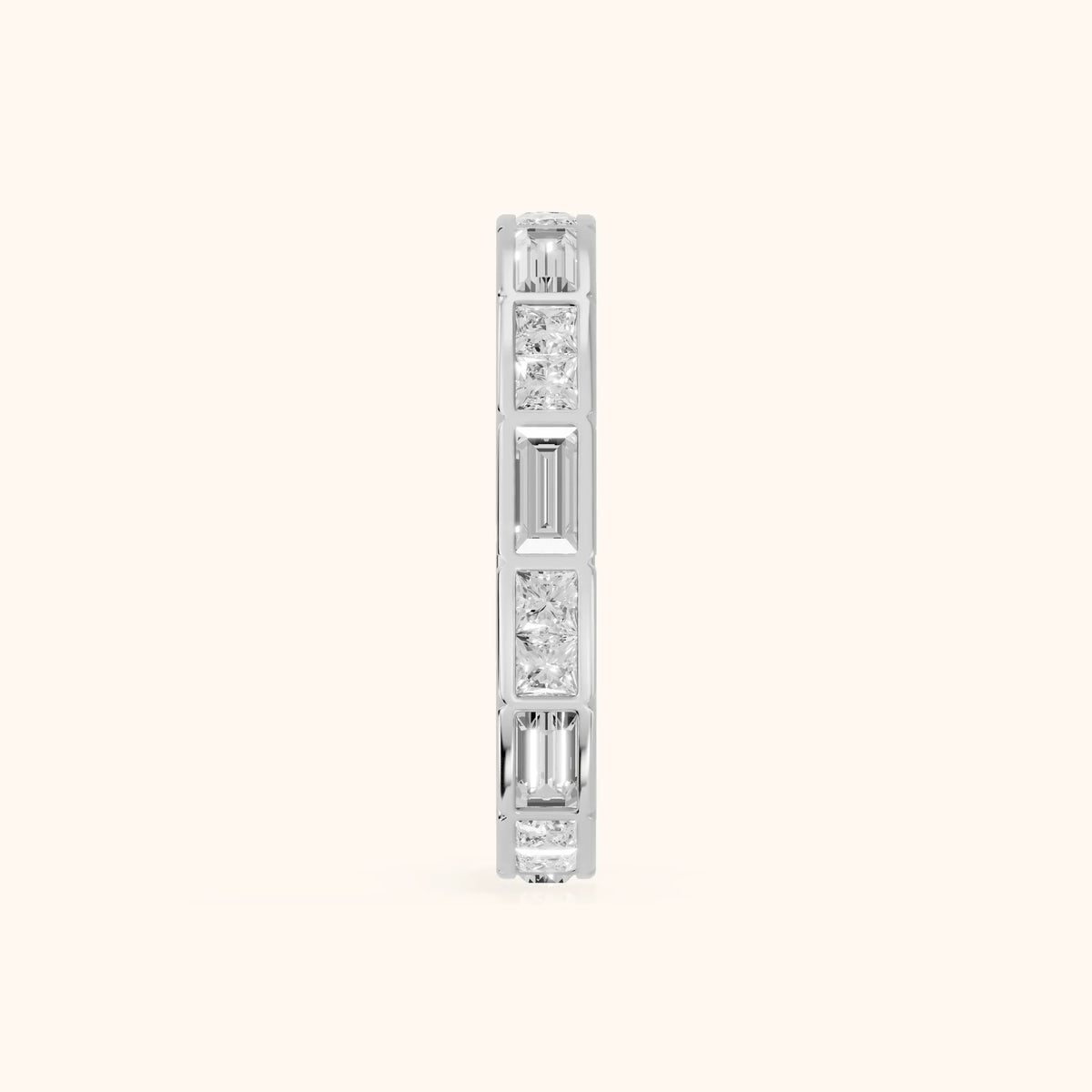 Elodie Bezel Baguette & Princess Diamond Eternity Band in Platinum - SideView