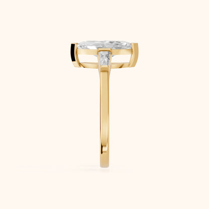 Winnie Three-Stone Marquise Diamond Engagement Ring in Yellow Gold - SideView.webp