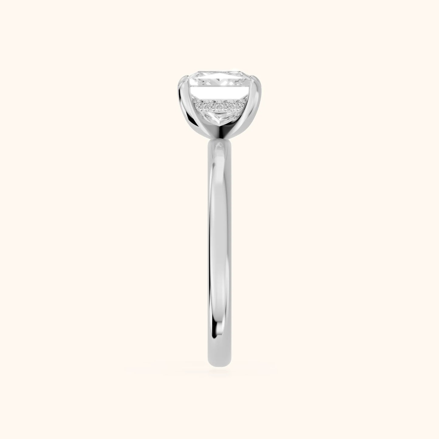 Charlotte Charm Solitaire Princess Diamond Engagement Ring in Platinum - SideView