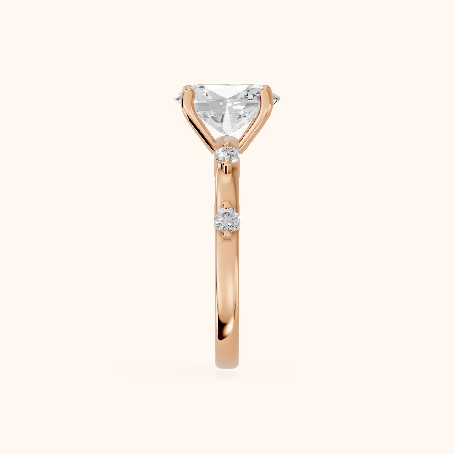 Elena Radiance Oval Diamond Engagement Ring in Rose Gold - SideView