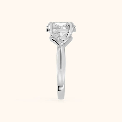Veronica Twist Side Stone Oval Diamond Engagement Ring in Silver - SideView
