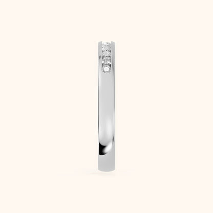 Coralie Channel Set Round Diamond Wedding Band in White Gold - SideView