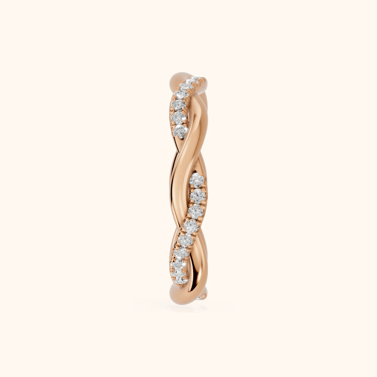 Tanvi Petite Twist Round Diamond Eternity Band in Rose Gold - SideView
