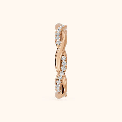 Tanvi Petite Twist Round Diamond Eternity Band in Rose Gold - SideView