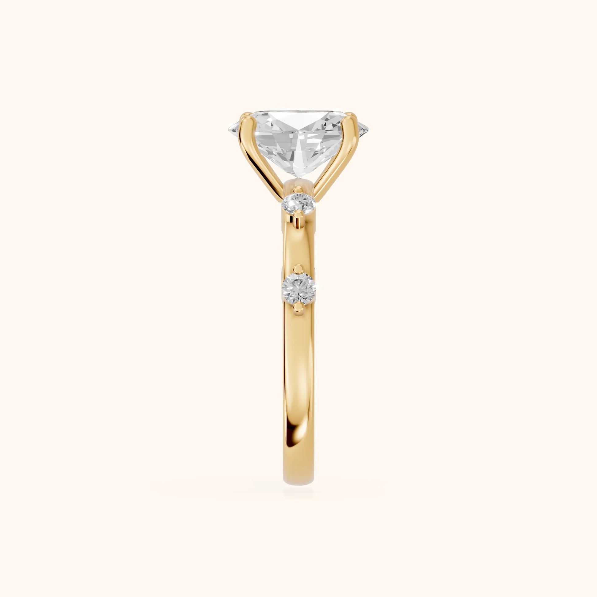 Elena Radiance Oval Diamond Engagement Ring in Yellow Gold - SideView