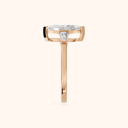 Winnie Three-Stone Marquise Diamond Engagement Ring in Rose Gold - SideView.webp