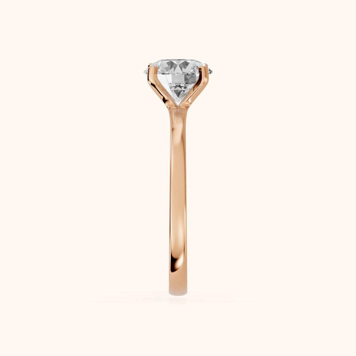 Matilda Cathedral Solitaire Round Diamond Engagement Ring in Rose Gold - SideView.webp