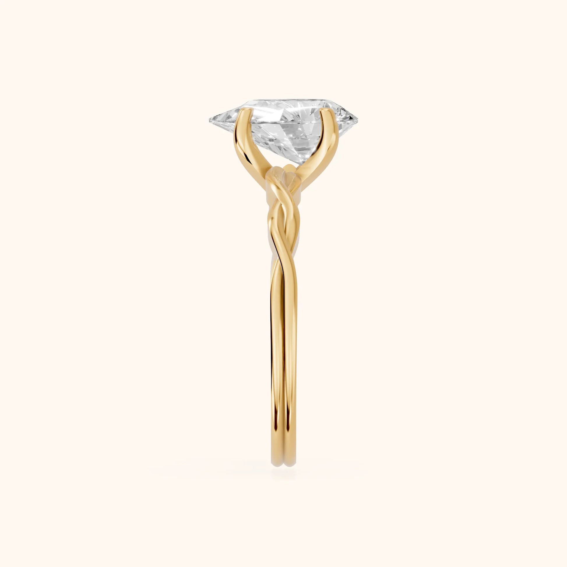 Iris Twist Pear Diamond Engagement Ring in Yellow Gold - SideView