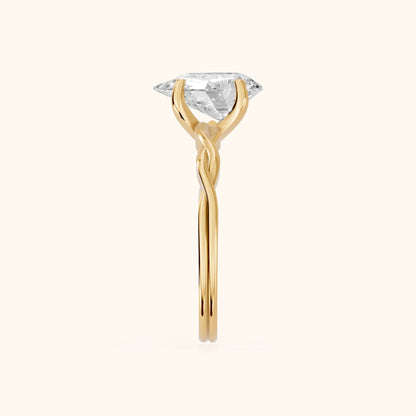 Iris Twist Pear Diamond Engagement Ring in Yellow Gold - SideView