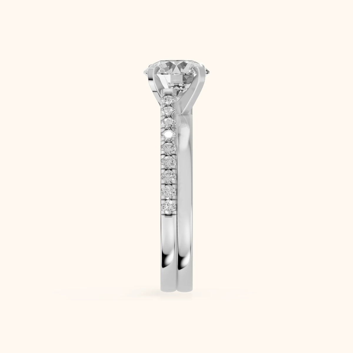 Edith Criss Cross Pavé Round Diamond Engagement Ring in Silver - SideView.webp